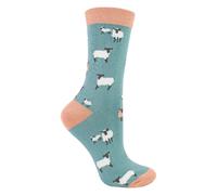 Miss Sparrow 1 Pack Ladies Novelty Duck Egg Sheep Bamboo Socks - 4-7 UK - Sheep Family (Duck Egg)