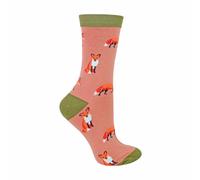 Miss Sparrow 1 Pack Ladies Novelty Powder Blue Fox Bamboo Socks - Fox (Pink) - 4-7 UK