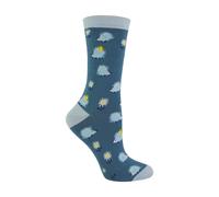 Miss Sparrow 1 Pack Ladies Novelty Silver Hedgehog Bamboo Socks - Hedgehog (Blue) - 4-7 UK