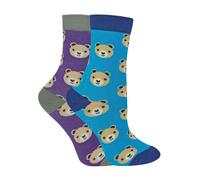 Miss Sparrow 2 Pack Boys Animal Pattern Soft Breathable Bamboo Socks - Bears - 2-3 Years