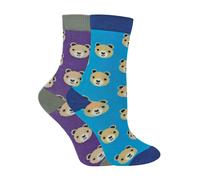 Miss Sparrow 2 Pack Boys Animal Pattern Soft Breathable Bamboo Socks - Bears - 4-6 Years