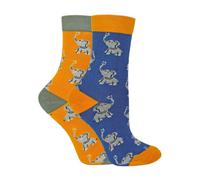 Miss Sparrow 2 Pack Boys Animal Pattern Soft Breathable Bamboo Socks - Elephants - 4-6 Years