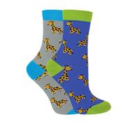 Miss Sparrow 2 Pack Boys Animal Pattern Soft Breathable Bamboo Socks - Giraffes - 4-6 Years