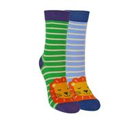 Miss Sparrow 2 Pack Boys Animal Pattern Soft Breathable Bamboo Socks - Lions - 2-3 Years