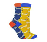 Miss Sparrow 2 Pack Boys Animal Pattern Soft Breathable Bamboo Socks - Sausage Dogs - 2-3 Years