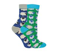Miss Sparrow 2 Pack Boys Animal Pattern Soft Breathable Bamboo Socks - Sheep - 2-3 Years