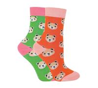 Miss Sparrow 2 Pack Girls Animal Pattern Soft Breathable Bamboo Socks - 2-3 Years - Bears