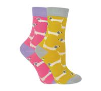 Miss Sparrow 2 Pack Girls Animal Pattern Soft Breathable Bamboo Socks - 2-3 Years - Sausage Dogs