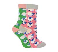 Miss Sparrow 2 Pack Girls Animal Pattern Soft Breathable Bamboo Socks - 4-6 Years - Sheep