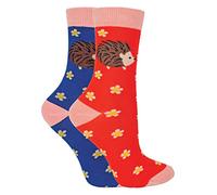 Miss Sparrow 2 Pack Girls Animal Socks Casual Funky Pattern Crew Bamboo Socks | Funny Novelty Socks for Kids (4-6 Years, Hedgehogs)