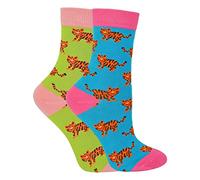 Miss Sparrow 2 Pack Girls Animal Socks Casual Funky Pattern Crew Bamboo Socks | Funny Novelty Socks for Kids (2-3 Years, Tigers)