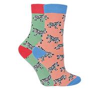 Miss Sparrow 2 Pack Girls Animal Socks Casual Funky Pattern Crew Bamboo Socks | Funny Novelty Socks for Kids (2-3 Years, Zebras)