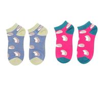 MISS SPARROW 2 Pack Hedgehog Trainer Socks Breathable Soft Bamboo Mix Hot Pink Blue Size 4 To 7