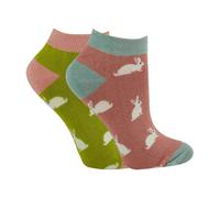 Miss Sparrow 2 Pack Ladies Novelty Animal Themed Bamboo Trainer Socks - 4-7 UK - Rabbits