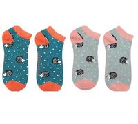 MISS SPARROW 2 Pack Trainer Socks Womens Sleepy Hedgehog Soft Breathable Bamboo Blend