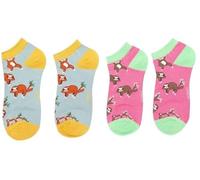 MISS SPARROW 2 Pairs Sloth Trainer Socks Duck Egg Pink Soft Breathable Bamboo Blend Size 4 to 7