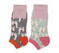 MISS SPARROW 2 Pairs Womens Llama Trainer Socks Super Soft Bamboo Blend Grey,Duck Egg Size 3 to 7