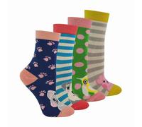 Miss Sparrow 4 Pack Girls Novelty Bamboo Socks in a Gift Box - 4-6 Years - Assorted