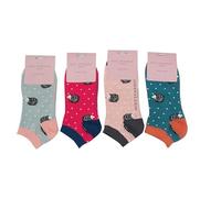 MISS SPARROW 4 Pack Trainer Socks Womens Sleepy Hedgehog Soft Breathable Bamboo Blend Size 5 to 7