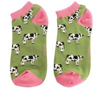 MISS SPARROW Bamboo Trainer Socks Soft Breathable Bamboo Blend Low Cut 3 to 7 (UK, Numeric, 3, 7, Regular, Regular, Cow (Green))