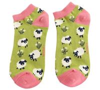 MISS SPARROW Bamboo Trainer Socks Soft Breathable Bamboo Blend Low Cut 3 to 7 (UK, Numeric, 3, 7, Regular, Regular, Sheep Jumping (Green))