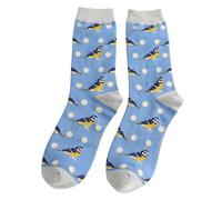 MISS SPARROW Bluetit Bird Spot Socks Super Soft Bamboo Mix 1 Pair Size 4 to 7 (UK, Numeric, 4, 7, Regular, Regular, Cornflower Blue)