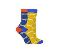 Miss Sparrow Boy's 2 Pack Animal Pattern Soft Breathable Bamboo Socks in Blue | Size: 4-6 Years Miss Sparrow Blue 4-6 Years