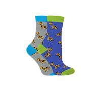 Miss Sparrow Boy's 2 Pack Animal Pattern Soft Breathable Bamboo Socks in Bright Pink | Size: 4-6 Years Miss Sparrow Bright Pink 4-6 Years