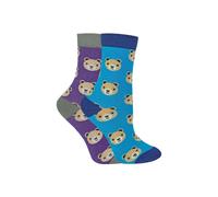 Miss Sparrow Boy's 2 Pack Animal Pattern Soft Breathable Bamboo Socks in Purple | Size: 2-3 Years Miss Sparrow Purple 2-3 Years