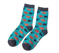 Miss Sparrow Cute Cows on Teal Womens Novelty Ankle Socks Adult One Size