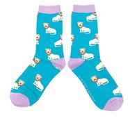 MISS SPARROW Cute Lion Socks Super Soft Breathable Bamboo Blend Eco Friendly Women 1 Pair Size 4 to 7 Turquoise
