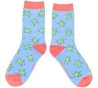MISS SPARROW Cute Turtle Socks Powder Blue Soft Bamboo Mix Eco Frendly 1Pair Size 4 to 7
