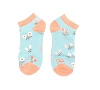 MISS SPARROW Dainty Flower Trainer Socks Breathable Soft Bamboo Blend Duck Egg