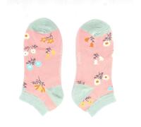MISS SPARROW Dainty Flower Trainer Socks Breathable Soft Bamboo Blend (Dusky Pink)