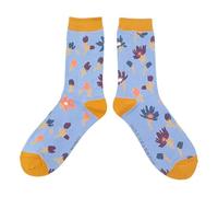 Miss Sparrow Flower Head Powder Blue Womens Adult Socks