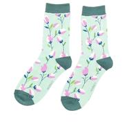 Miss Sparrow Flower Heads Mint Green Womens Adult Socks