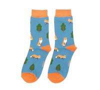 MISS SPARROW Fox Womens Socks, Denim Blue