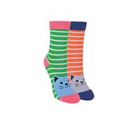 Miss Sparrow Girl's 2 Pack Animal Pattern Soft Breathable Bamboo Socks in Bright Pink | Size: 2-3 Years Miss Sparrow Bright Pink 2-3 Years