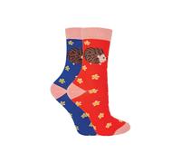 Miss Sparrow Girl's 2 Pack Animal Pattern Soft Breathable Bamboo Socks in Burnt Orange | Size: 2-3 Years Miss Sparrow Burnt Orange 2-3 Years