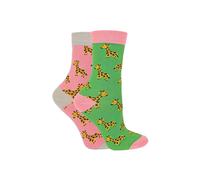 Miss Sparrow Girl's 2 Pack Animal Pattern Soft Breathable Bamboo Socks in Pale Pink | Size: 7-9 Years Miss Sparrow Pale Pink 7-9 Years