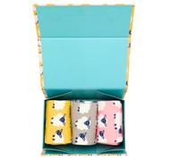 MISS SPARROW Happy Sheep Socks Gift Box, Bamboo Blend, 3 Pairs, Size 4 to 7