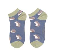MISS SPARROW Hedgehog Trainer Socks Breathable Soft Bamboo Mix Blue Size 3 To 7