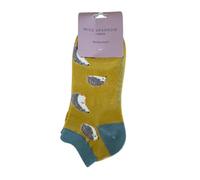 Miss Sparrow Hedgehog Trainer Socks Super Soft Bamboo Mix No Show Trainer Socks (Yellow), One Size, (123)