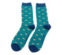 Miss Sparrow Honey Bees on Teal Green Mens Novelty Ankle Socks Adult One Size
