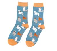 MISS SPARROW Kitten Socks Super Soft Breathable Bamboo Blend 1 Pair Size UK 4 to 7 (Denim Blue)