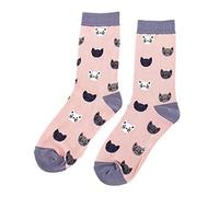 Miss Sparrow Kitty Cat Faces Dusky Pink Womens Novelty Ankle Socks Adult One Size