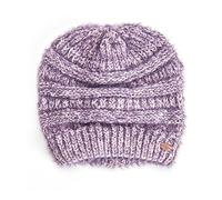 Miss Sparrow Knitted Beanie Hat, Purple, Soft Cosy Warm Knit One Size