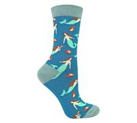 Miss Sparrow Ladies Mermaids Novelty Patterned Bamboo Socks - 4-8 UK - Mermaids (Teal)