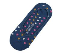 Miss Sparrow Ladies' No Show Invisible Socks, Novelty Pattern, Cotton Blend, UK Size 3-7, (UK, Numeric, 3, 7, Regular, Regular, Hearts Blue)