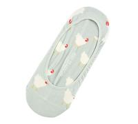 Miss Sparrow Ladies' No Show Invisible Socks, Novelty Pattern, Cotton Blend, UK Size 3-7, (UK, Numeric, 3, 7, Regular, Regular, Hens Light Blue)